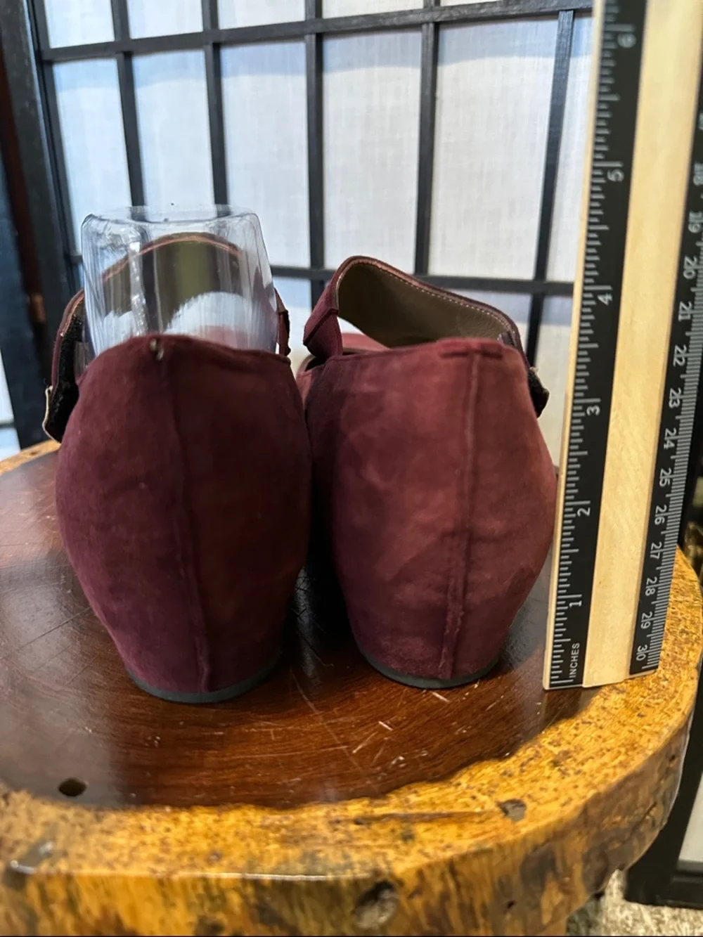 Anyi Lu Women's Wine Suede Mary Jane Wedge Heels EUC 8.5
